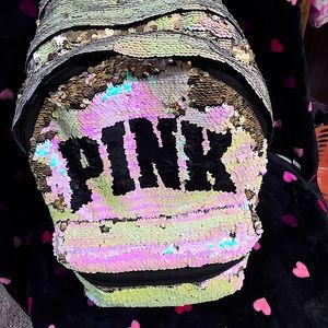 Victoria's Secret PINK Campus Backpack Bling Iridescent Sequins Bag Tote Rare